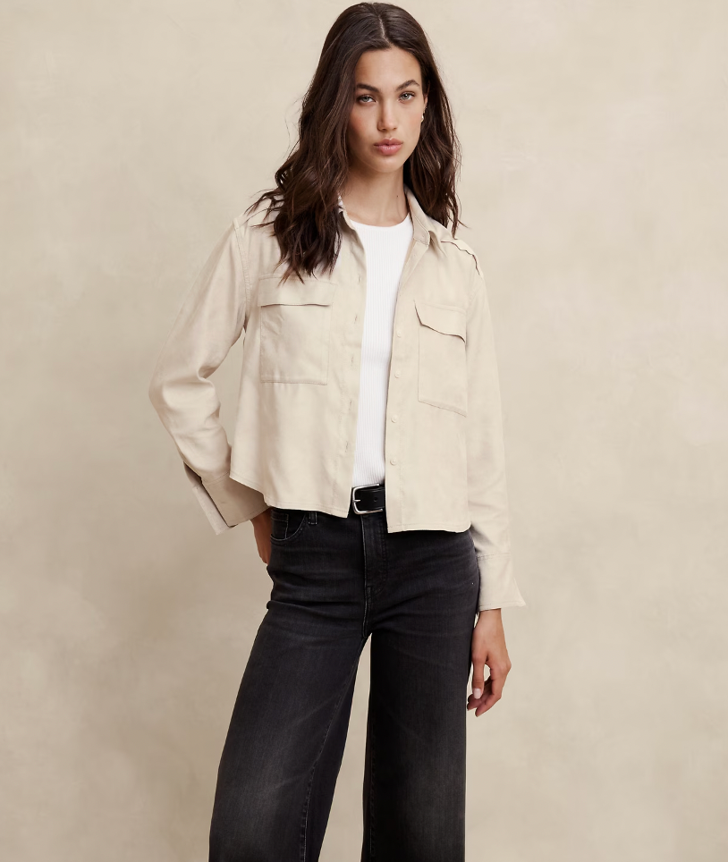 Vegan Suede Cropped Shirt