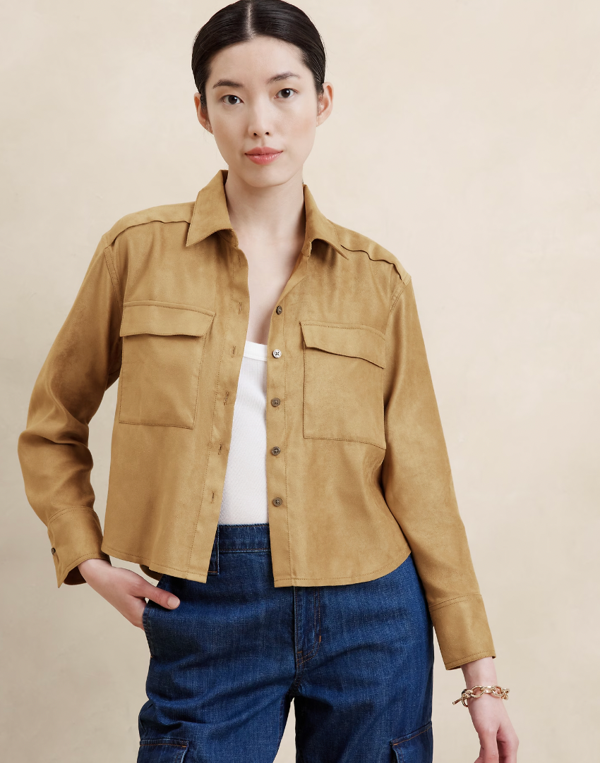 Vegan Suede Cropped Shirt