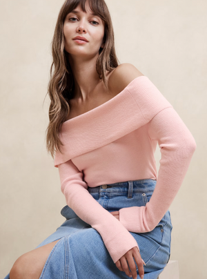 Ribbed Off Shoulder Sweater