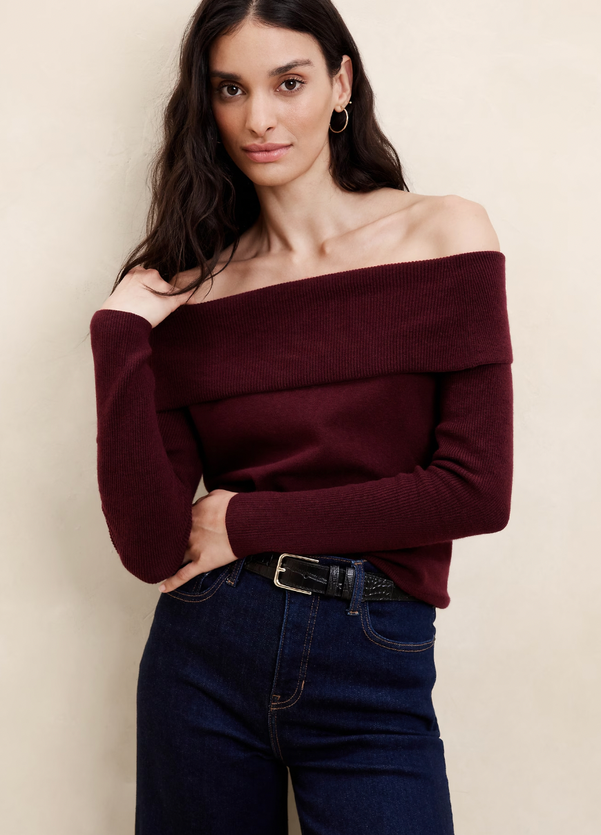 Ribbed Off Shoulder Sweater