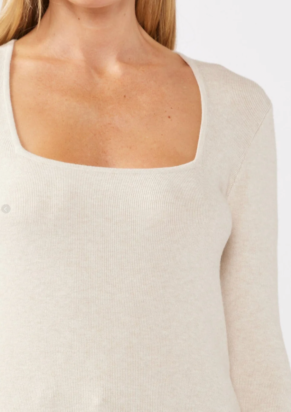 Micro Rib Square Neck Long Sleeve Top