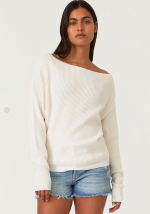 Off Shoulder Waffle Sweater