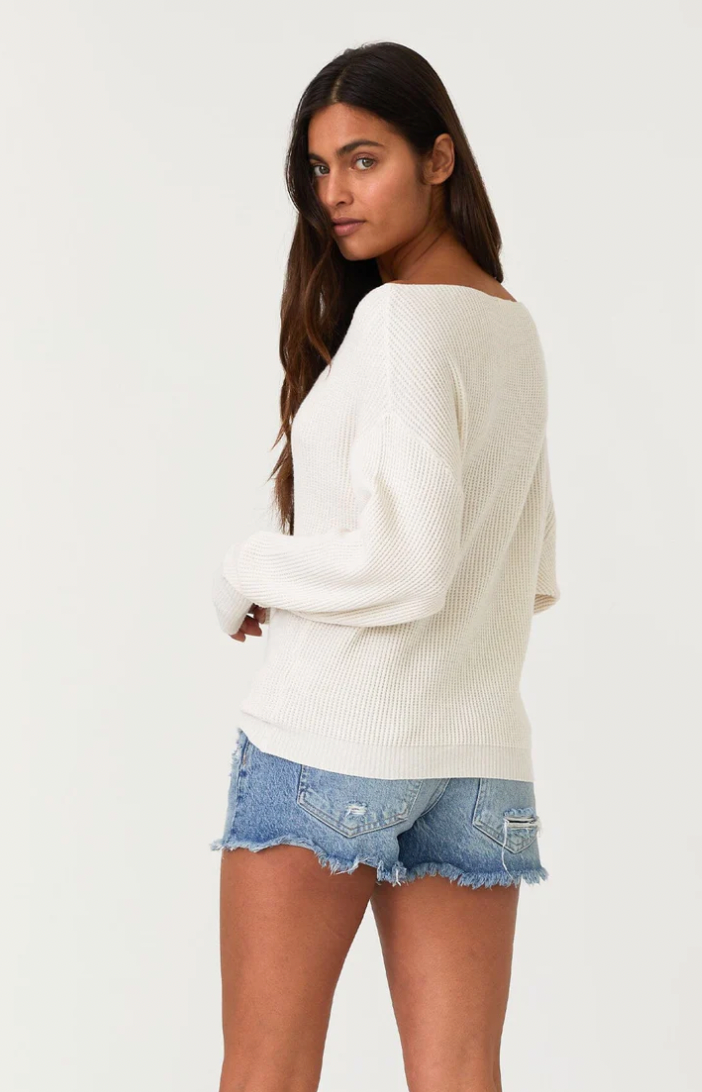 Off Shoulder Waffle Sweater