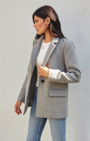 One Button Wool-Blend Blazer