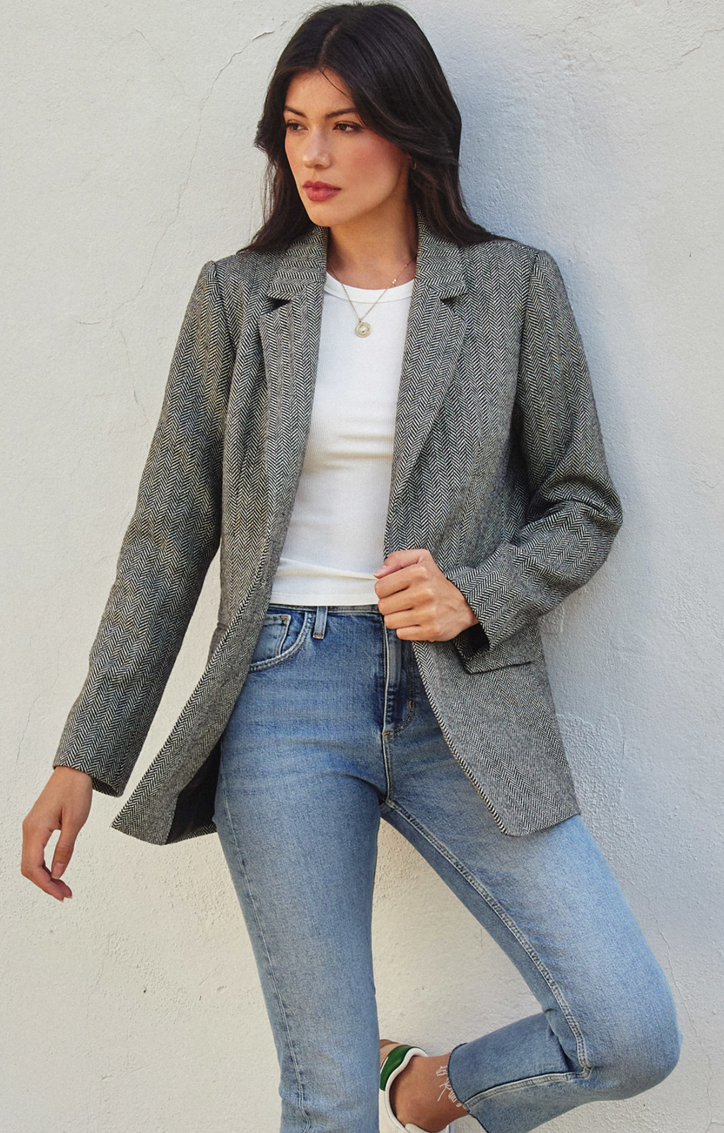 One Button Wool-Blend Blazer