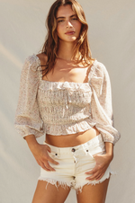 Ditsy Floral Shirred Blouse