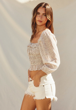 Ditsy Floral Shirred Blouse