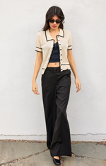 Bay Breeze Contrast Trim Open Knit Top