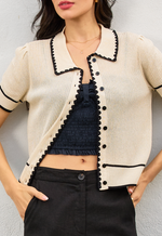 Bay Breeze Contrast Trim Open Knit Top