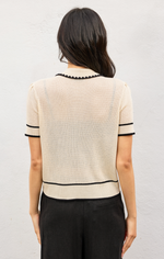 Bay Breeze Contrast Trim Open Knit Top