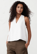 Linen Blend V Neck Top