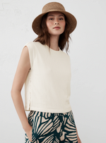 Crepe Jacquard Side Button Top