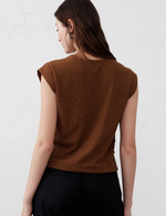 Crepe Jacquard Side Button Top