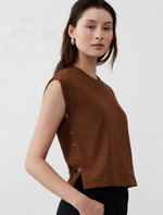 Crepe Jacquard Side Button Top