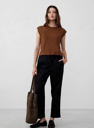 Crepe Jacquard Side Button Top