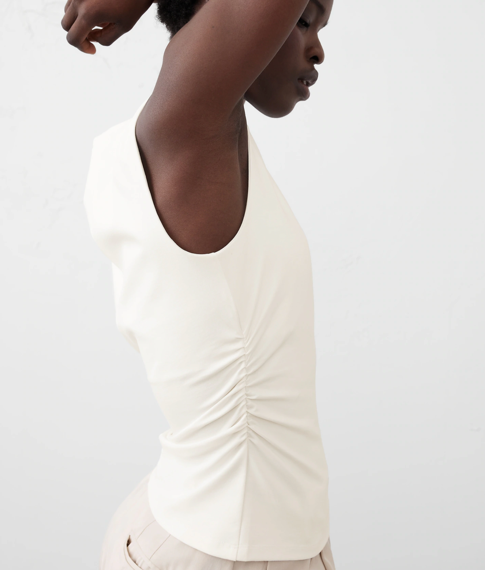 Shirred Waist Ponte Top