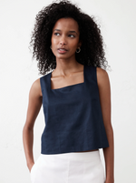 Linen Blend Square Neck Top