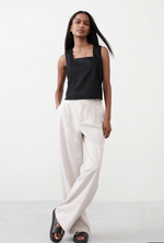 Linen Blend Square Neck Top
