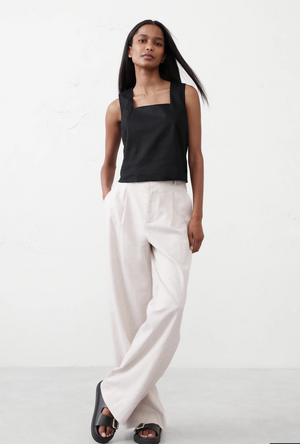 Linen Blend Square Neck Top