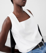 Linen Blend Square Neck Top