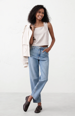 Linen Blend Square Neck Top