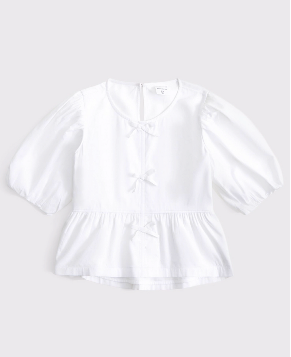 Girls Puff Sleeve Bow Top