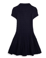 Girls Cable-Knit Cotton Polo Sweater Dress