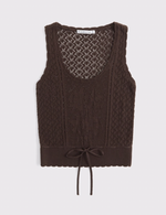 Floral Stitch Tie Waist Sweater