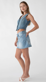 Mini Jean Skirt + Vest