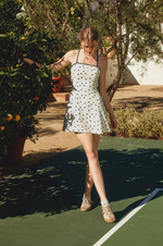 Polka Dot Contrast Bind Back Cutout Mini Dress