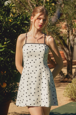 Polka Dot Contrast Bind Back Cutout Mini Dress
