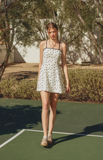 Polka Dot Contrast Bind Back Cutout Mini Dress