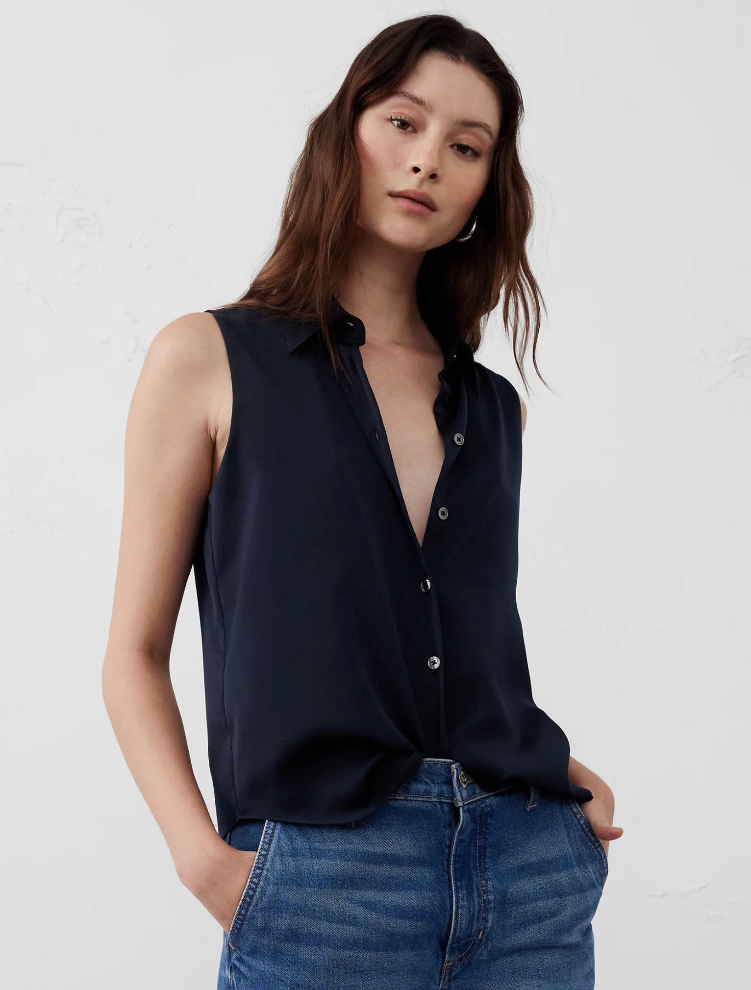 Silky Collared Top
