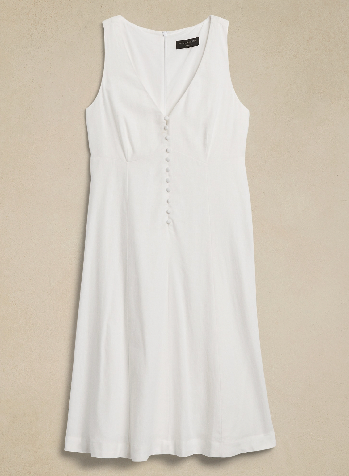 Linen-Blend Button Front Dress