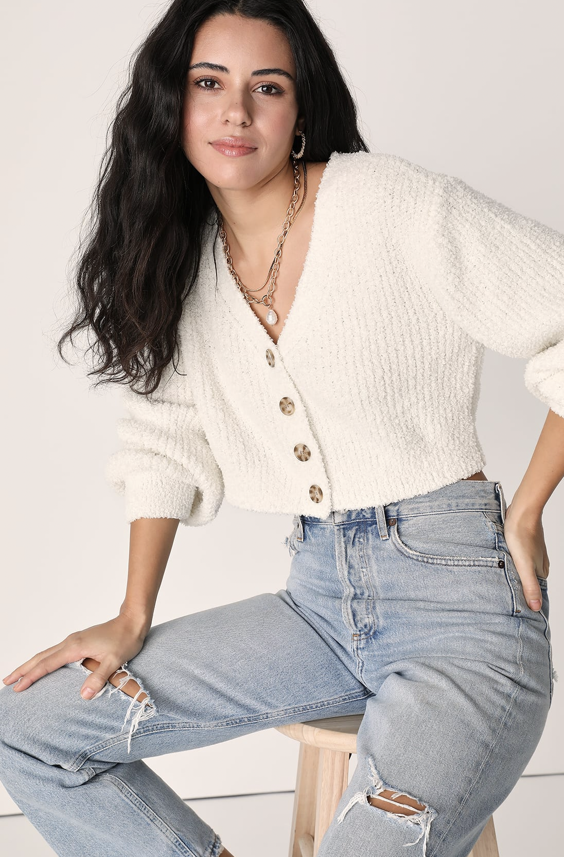 Chenille Cropped Cardigan