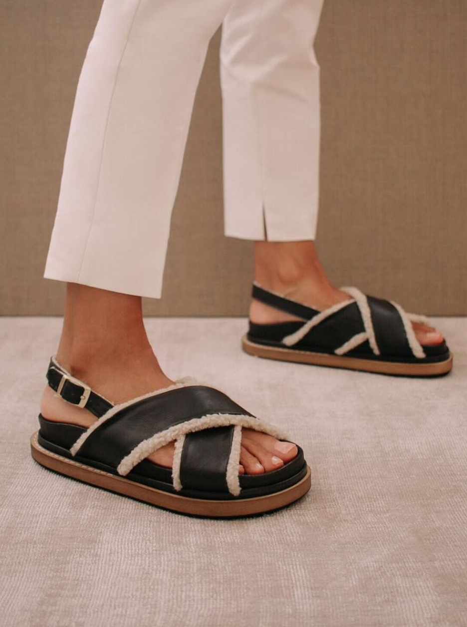 Marshmallow Black Cris Cross Sandals