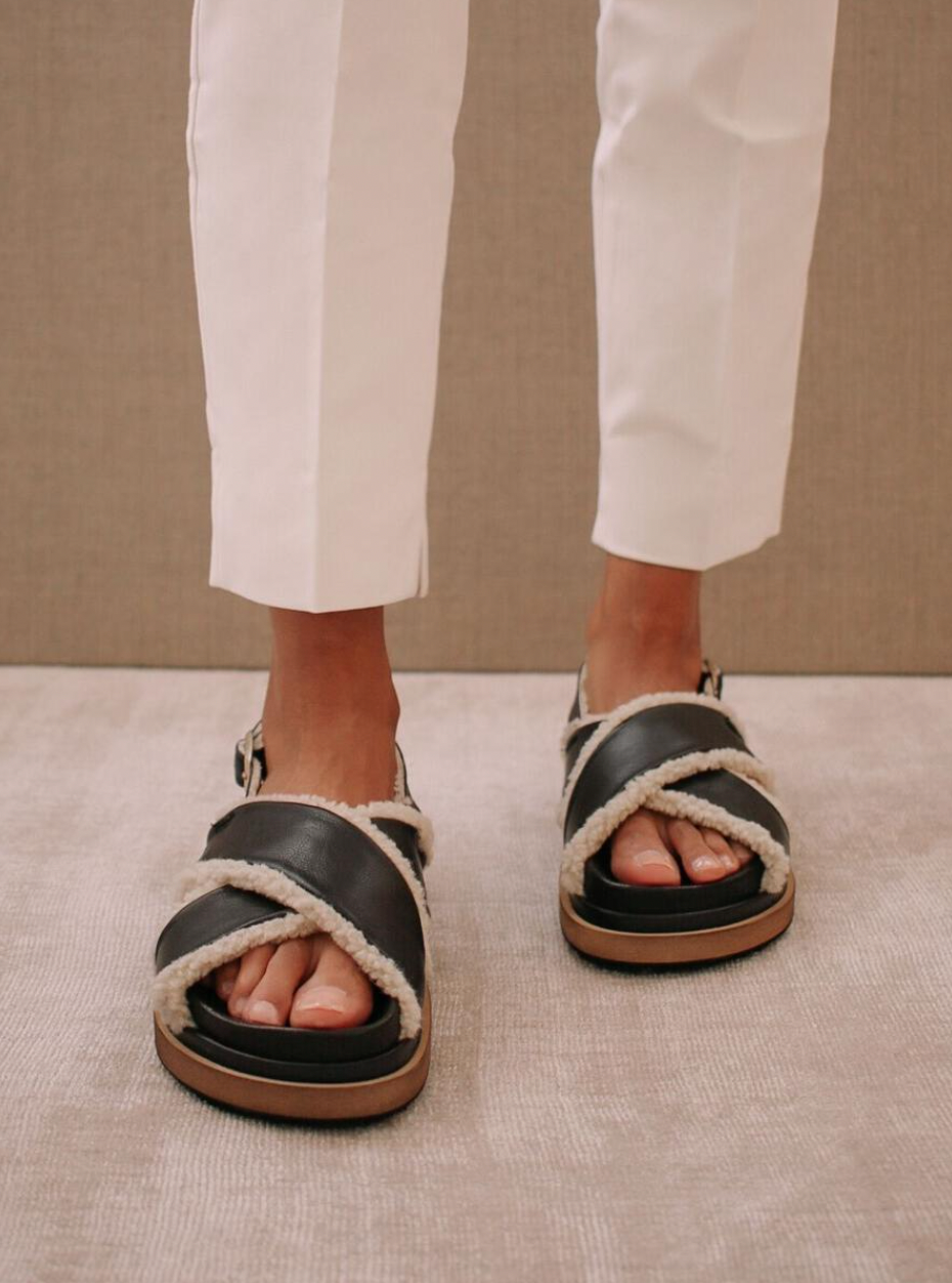 Marshmallow Black Cris Cross Sandals