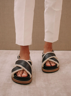 Marshmallow Black Cris Cross Sandals