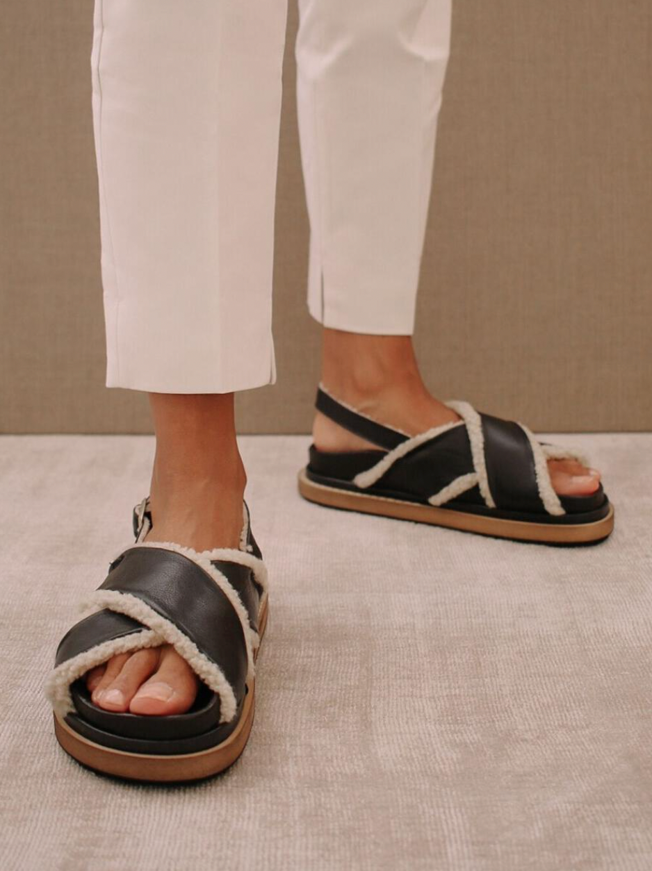 Marshmallow Black Cris Cross Sandals