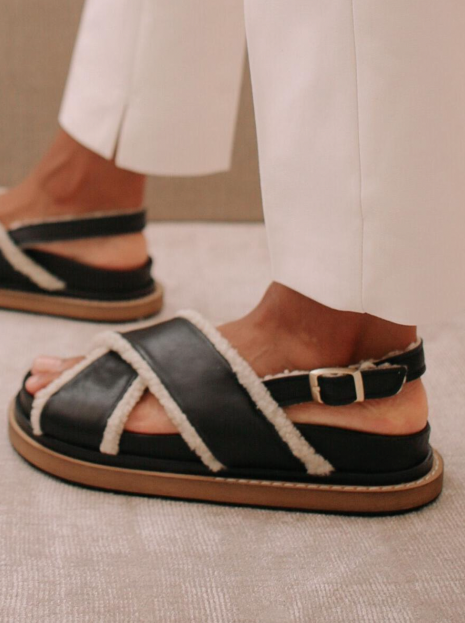 Marshmallow Black Cris Cross Sandals