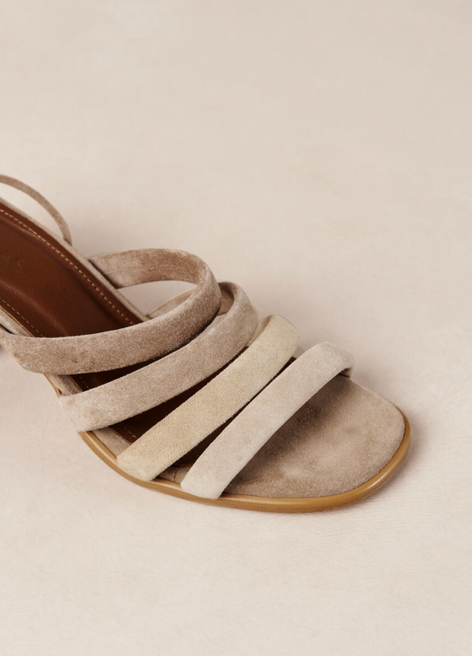Letizia Shades of Beige Ankle Strap Block Sandals