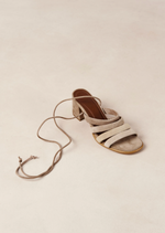 Letizia Shades of Beige Ankle Strap Block Sandals