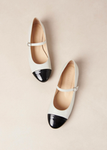 [ PRE-ORDER ] Musa Bicolor Black Cream Leather Ballet Flats