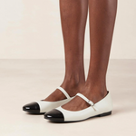 [ PRE-ORDER ] Musa Bicolor Black Cream Leather Ballet Flats