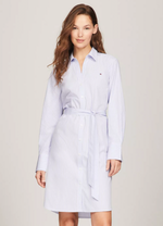 Belted Stripe Poplin Shirt Dress