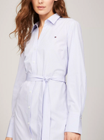 Belted Stripe Cotton Shirt Dress