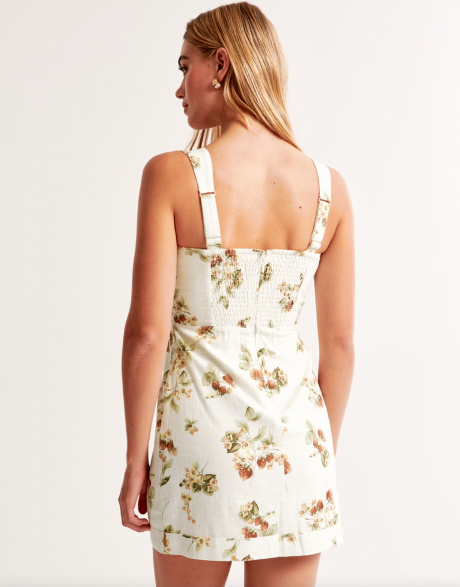 Linen-Blend Wide Strap Mini Dress