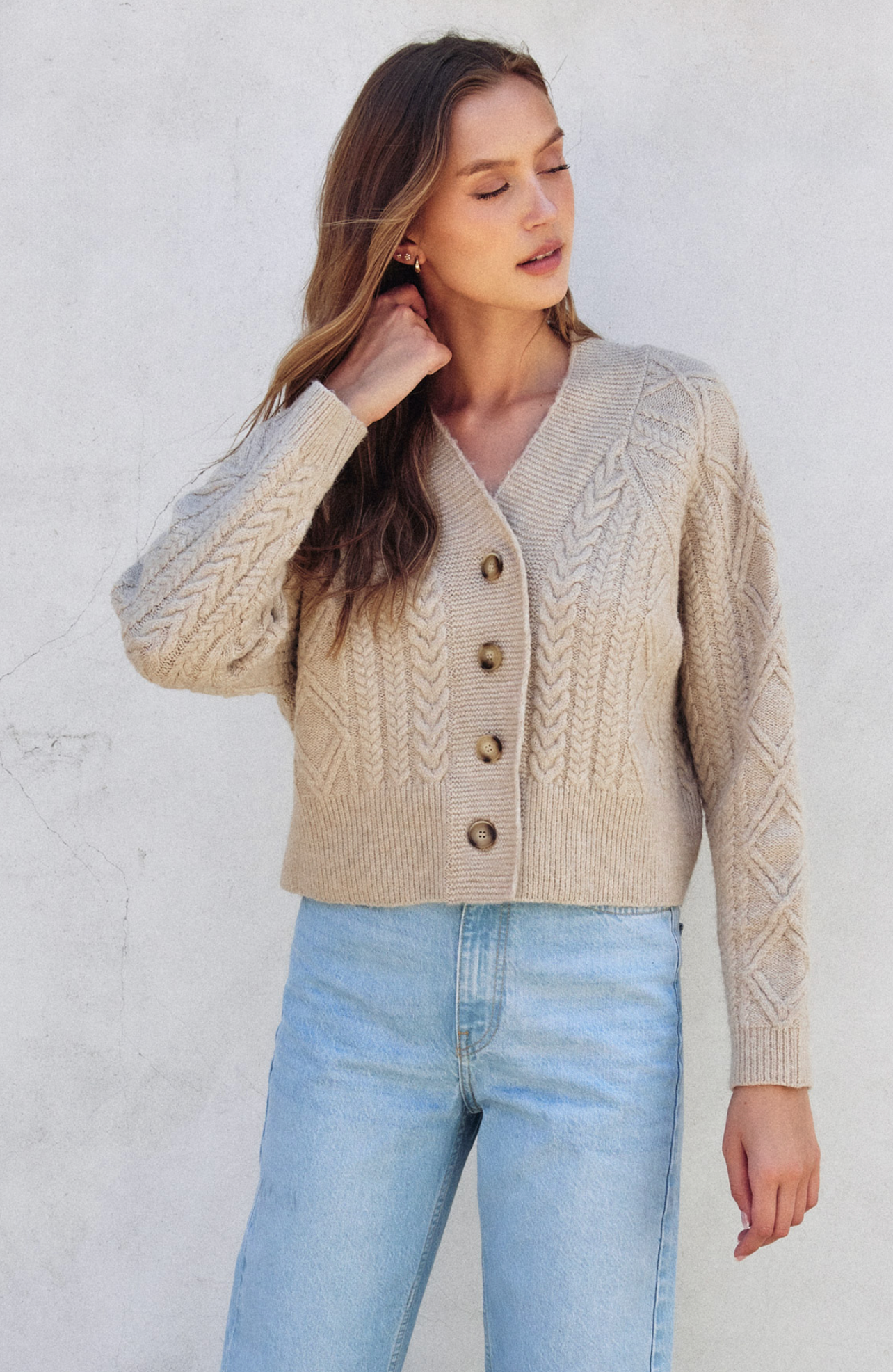 Fuzzy Cable Knit Cardigan