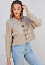 Fuzzy Cable Knit Cardigan