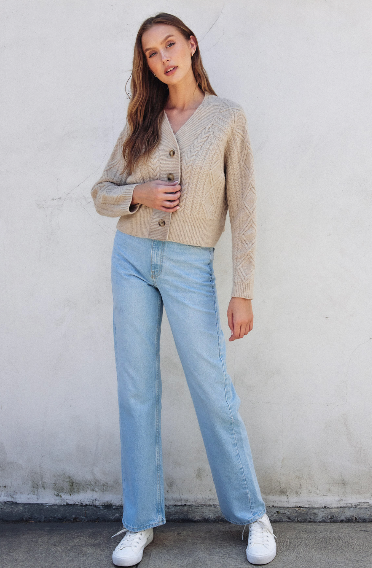 Fuzzy Cable Knit Cardigan